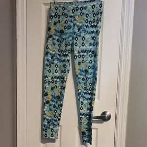 LuLaRoe Blue and Yellow Floral Leggings